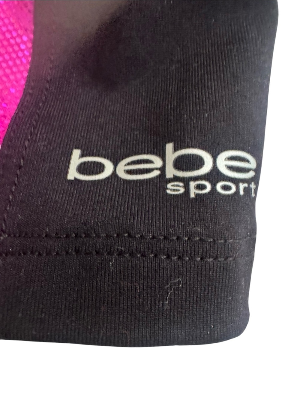 Bebe Sport Workout Top Size Large Pink & Black NWT $49 - Picture 3 of 4